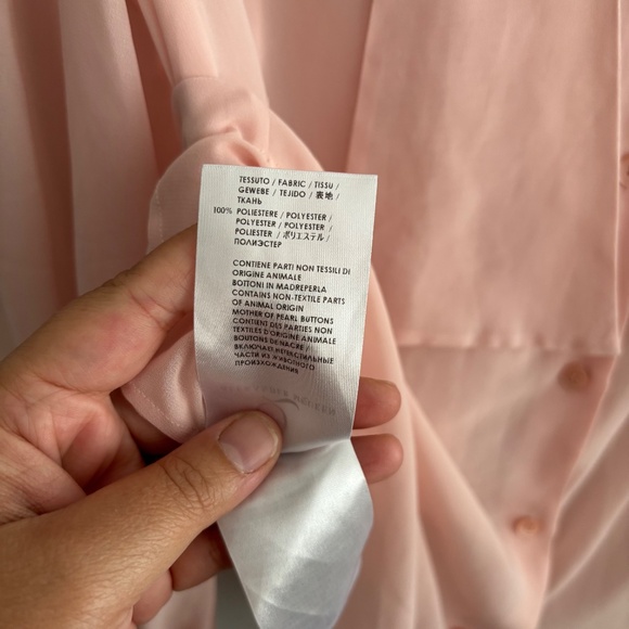 McQ Alexander McQueen Sheer Blush Tie Neck Blouse - Picture 6 of 7